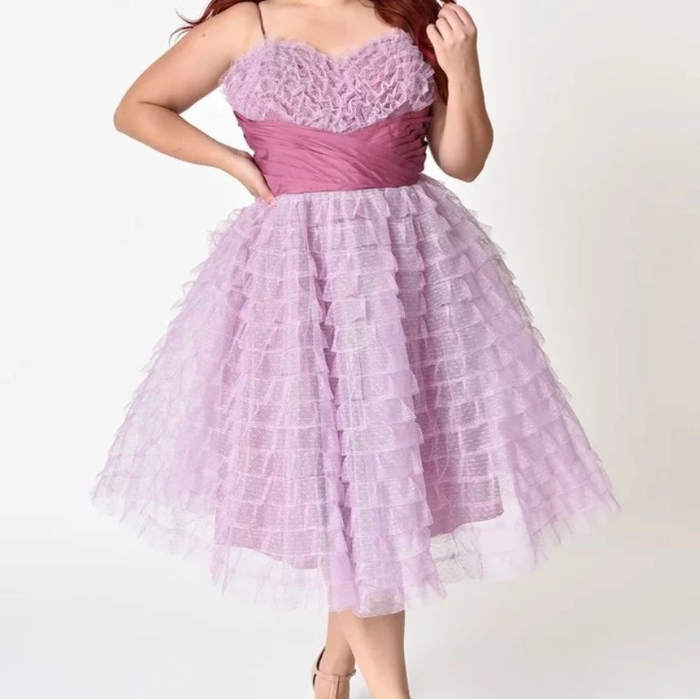 50s Ruffled Tulle Sweetheart cupcake swing dress